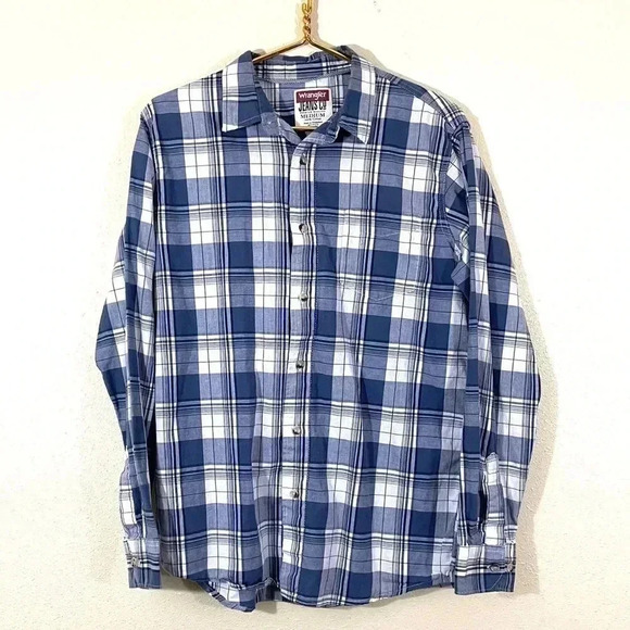 Wrangler Other - WRANGLER Long Sleeve Button Shirt Plaid Blue Sz M